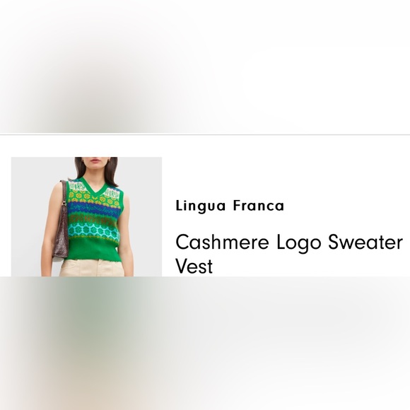 Lingua Franca Colorful Patterned 100% Cashmere Sweater Vest Brand New! No tags - Picture 4 of 7